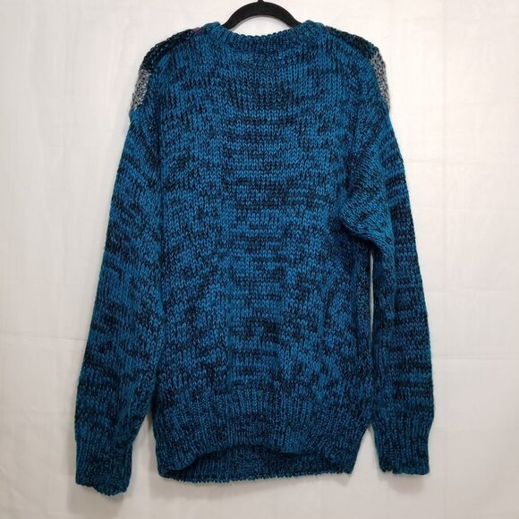 Sears and Robuck Co hand knit sweater blue size L - Picture 2 of 8